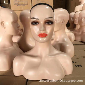 Wholesale Head mannequin with bust wig headstand for wigs display making styling and jewelry display mannequin with shoulder